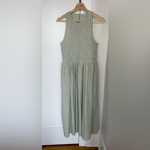NWT Madewell The Melody Smocked Midi Dress in Pistachio Large